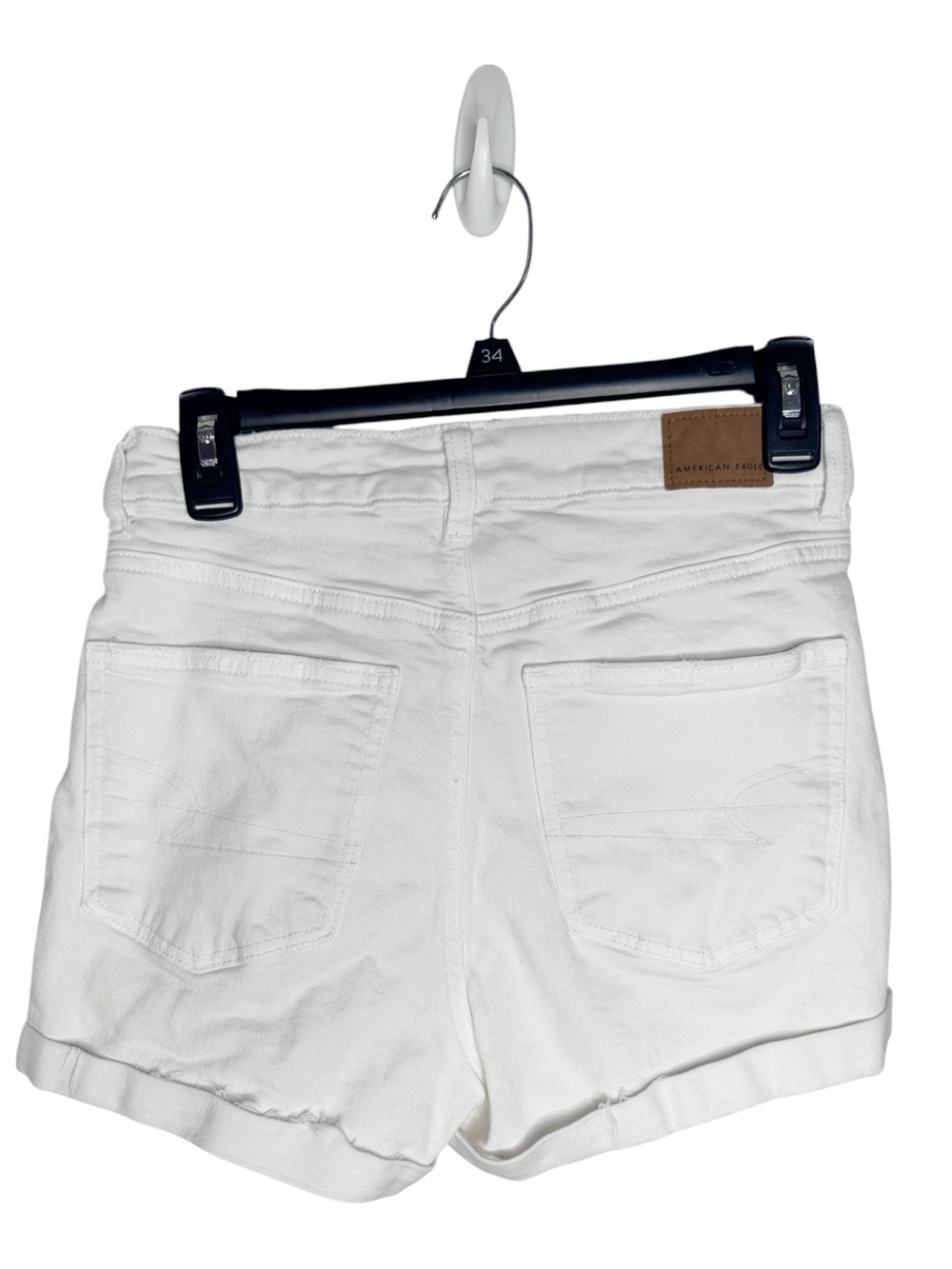 American Eagle Crossover Mom Short Stretch Cuffed White Distressed Denim Shorts - Picture 2 of 12
